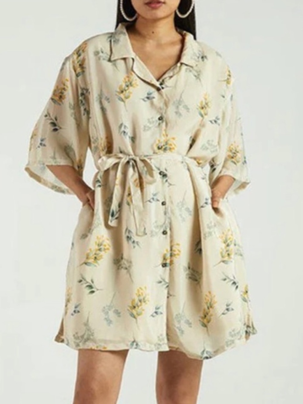 NWT Reistor Fields of Summer Belted Floral Button Up Boxy Fit Hemp Dress 2XL